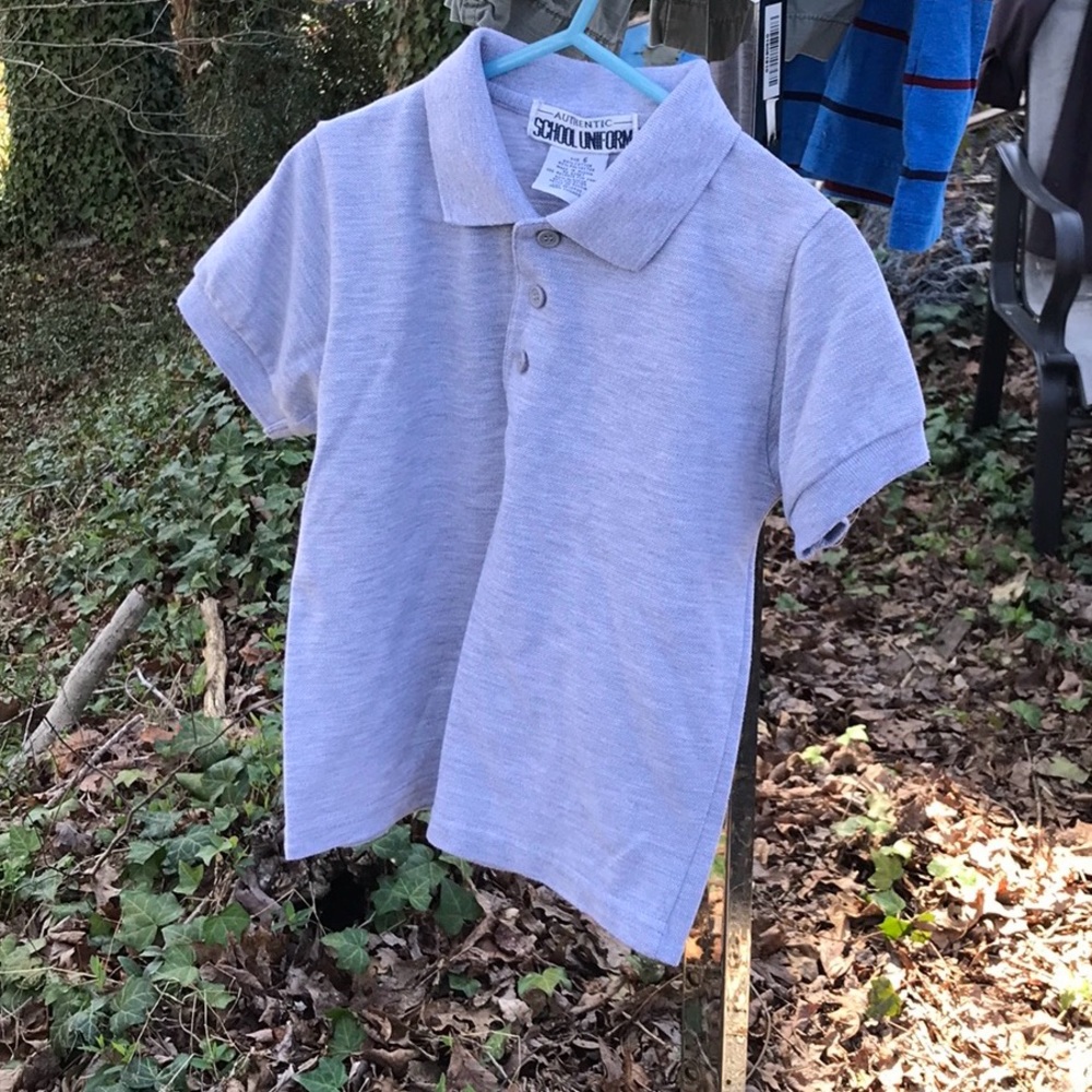 Authentic School Uniform Gray Short Sleeves Polo Shirt Boys 6